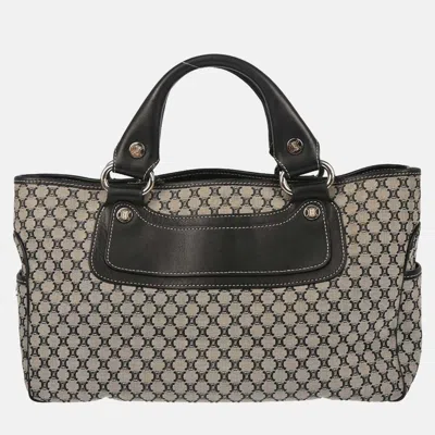Pre-owned Celine Gray Canvas Macadam Boogie Tote Handbag In Black