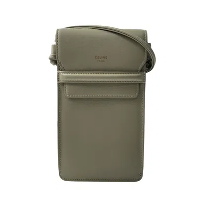 Pre-owned Celine Gray Khaki Leather Phone Wallet () In Multi