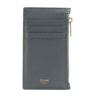 Pre-owned Celine Gray Leather Coin Purse/coin Case ()