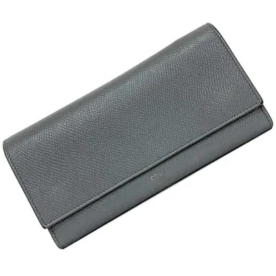 Pre-owned Celine Gray Leather Long Wallet (bi-fold) ()