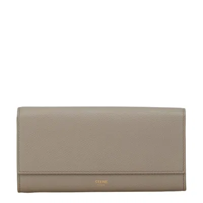 Pre-owned Celine Gray Leather Long Wallet (bi-fold) ()