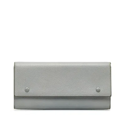 Pre-owned Celine Gray Leather Long Wallet (bi-fold) ()