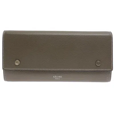 Pre-owned Celine Gray Leather Long Wallet (bi-fold) ()