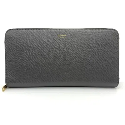 Pre-owned Celine Gray Leather Long Wallet (bi-fold) ()