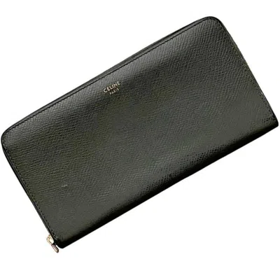 Pre-owned Celine Gray Leather Long Wallet (bi-fold) ()