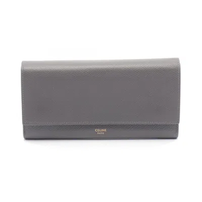 Pre-owned Celine Gray Leather Long Wallet (bi-fold) ()