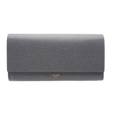Pre-owned Celine Gray Leather Long Wallet (bi-fold) ()