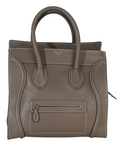 Pre-owned Celine Gray Leather Souris Drummed Mini Luggage Tote (authentic Pre-loved)