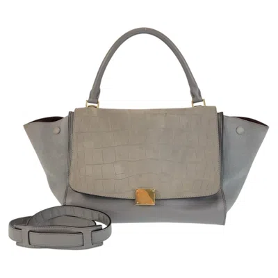 Pre-owned Celine Gray Leather Suede Handbag Shoulder Bag ()