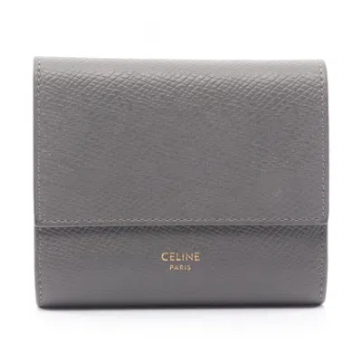 Pre-owned Celine Gray Leather Wallet (tri-fold) ()