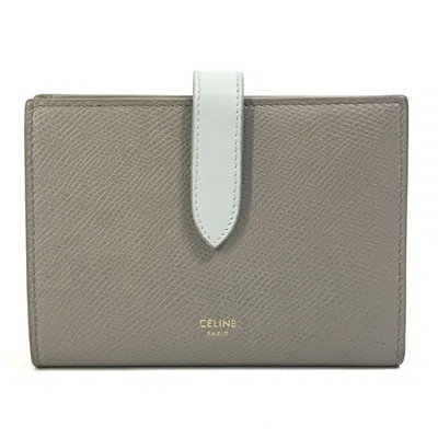 Pre-owned Celine Gray Light Blue Leather Coin Purse/coin Case () In Gray, Light Blue