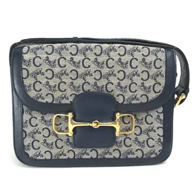 Pre-owned Celine Gray Navy Leather Canvas Shoulder Bag () In Multi