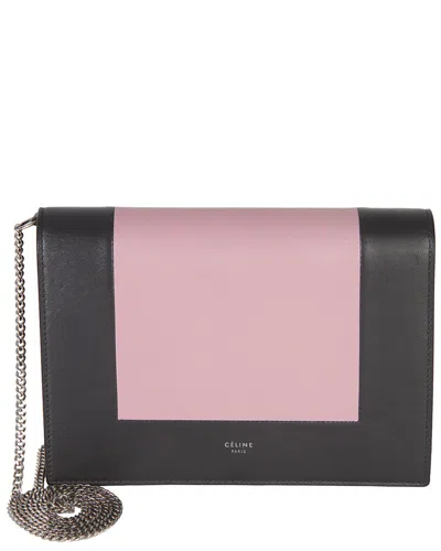 Pre-owned Celine Gray; Pink Leather Smooth Frame Evening Clutch On Chain (authentic Pre-loved) In Multi