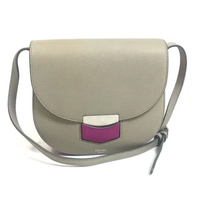 Pre-owned Celine Gray Purple Leather Shoulder Bag ()