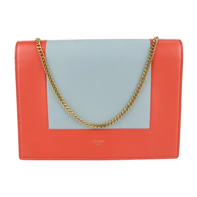 Pre-owned Celine Gray Red Color Leather Clutch Bag Shoulder Bag () In Gray, Red Color