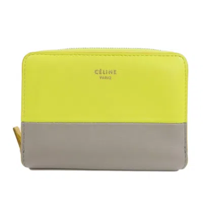 Pre-owned Celine Gray Yellow Leather Coin Purse/coin Case () In Gray, Yellow