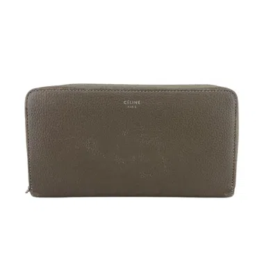 Pre-owned Celine Gray Yellow Leather Long Wallet (bi-fold) ()