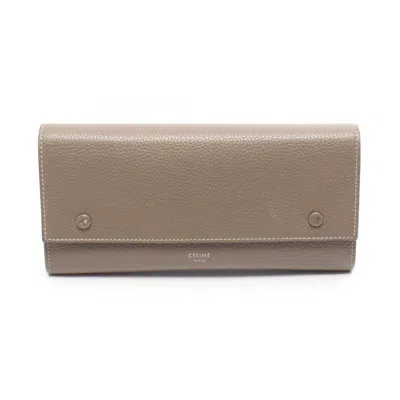 Pre-owned Celine Gray Yellow Leather Long Wallet (bi-fold) ()