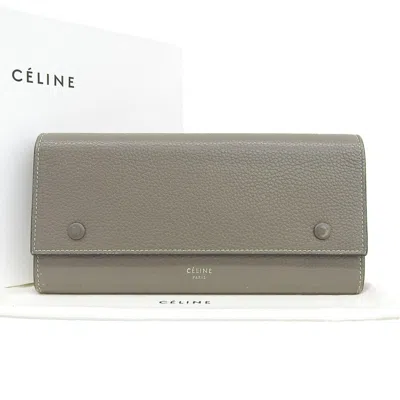 Pre-owned Celine Gray Yellow Leather Long Wallet (tri-fold) ()