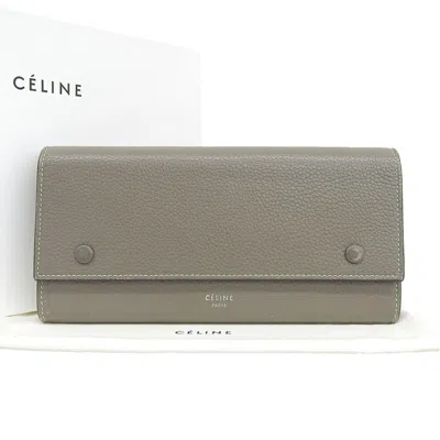 Pre-owned Celine Gray Yellow Leather Long Wallet (tri-fold) ()