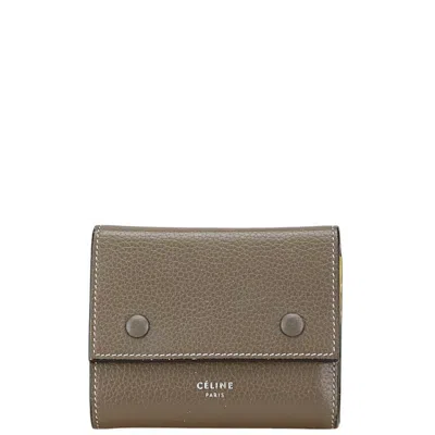Pre-owned Celine Gray Yellow Leather Wallet (tri-fold) ()