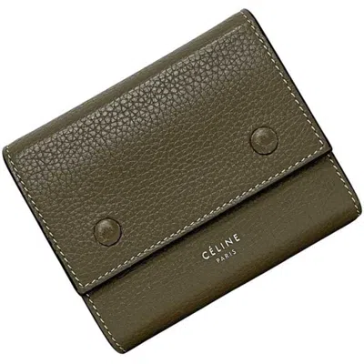 Pre-owned Celine Gray Yellow Leather Wallet (tri-fold) ()