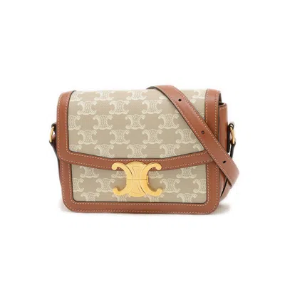 Pre-owned Celine Grayish Canvas Leather Shoulder Bag ()