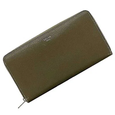 Pre-owned Celine Grayish Leather Long Wallet (bi-fold) ()