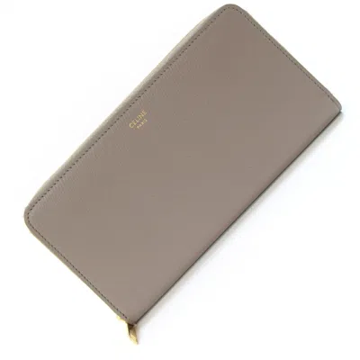 Pre-owned Celine Grayish Leather Long Wallet (bi-fold) ()