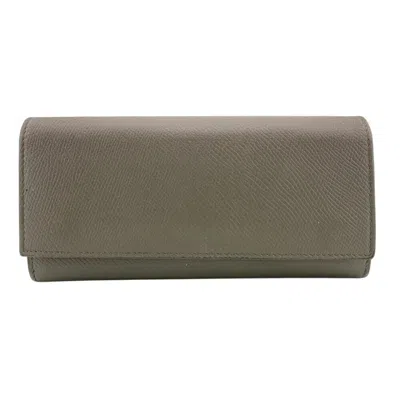 Pre-owned Celine Grayish Leather Long Wallet (bi-fold) ()