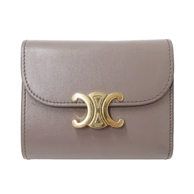 Pre-owned Celine Grayish Leather Wallet (tri-fold) ()