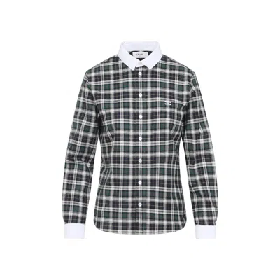 CELINE CELINE GREEN AND NAVY BLUE COTTON SHIRT