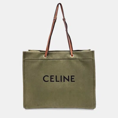 Pre-owned Celine Green Fabric Square Cabas Tote Bag
