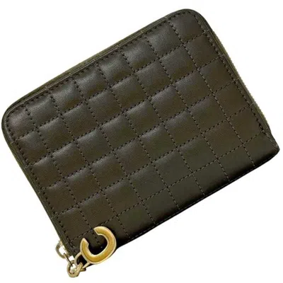 Pre-owned Celine Green Khaki Leather Coin Purse/coin Case () In Multi
