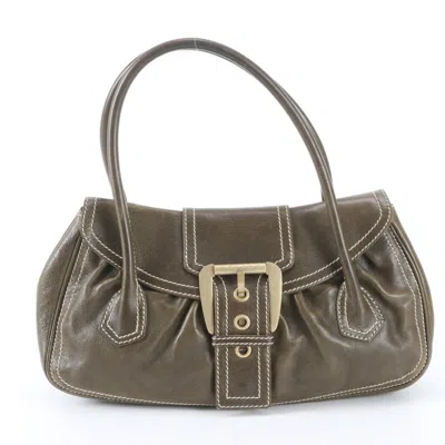 Pre-owned Celine Green Khaki Leather Handbag Shoulder Bag () In Multi