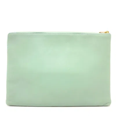 Pre-owned Celine Green Leather Clutch Bag Pouch ()