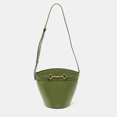 Pre-owned Celine Green Leather Crecy Bucket Bag