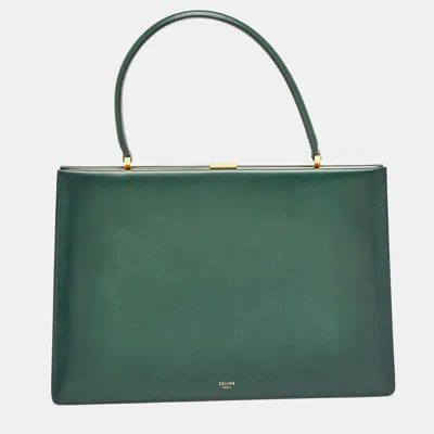 Pre-owned Celine Green Leather Medium Clasp Top Handle Bag