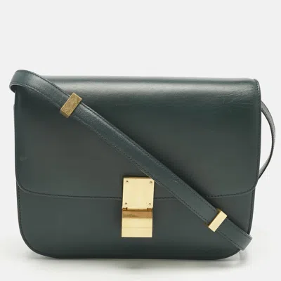 Pre-owned Celine Green Leather Medium Classic Box Shoulder Bag