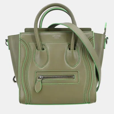 Pre-owned Celine Green Leather Nano Luggage Tote Bag