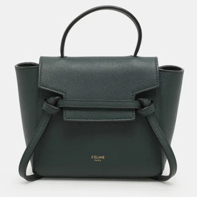 Pre-owned Celine Green Leather Pico Belt Top Handle Bag