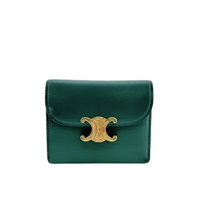 Pre-owned Celine Green Leather Wallet (tri-fold) ()