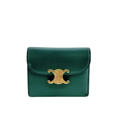 Pre-owned Celine Green Leather Wallet (tri-fold) ()