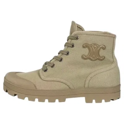Pre-owned Celine Green Logo Lace-up Boots Eu 38 Made In Italy