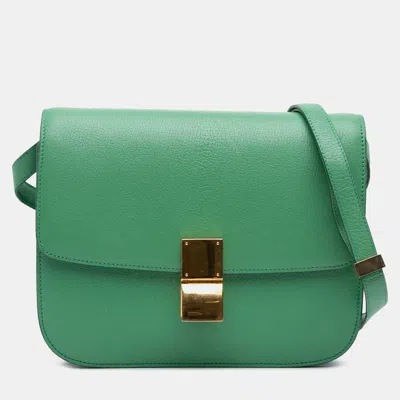 Pre-owned Celine Green Medium Calfskin Classic Box