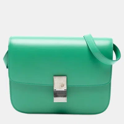 Pre-owned Celine Green Medium Calfskin Classic Box