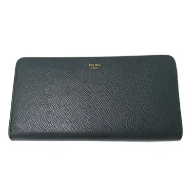 Pre-owned Celine Green Moss Green Leather Long Wallet (bi-fold) ()