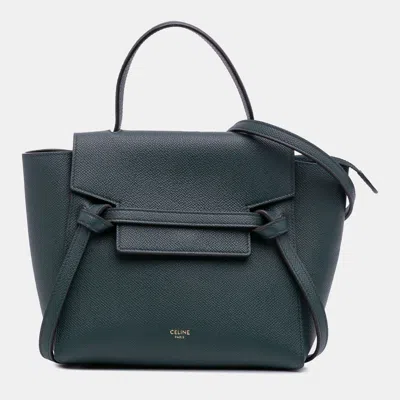 Pre-owned Celine Green Nano Grained Calfskin Belt Bag