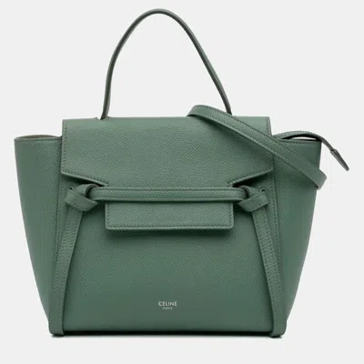 Pre-owned Celine Green Nano Grained Calfskin Belt Bag