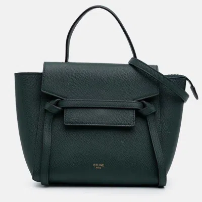 Pre-owned Celine Green Nano Grained Calfskin Belt Bag